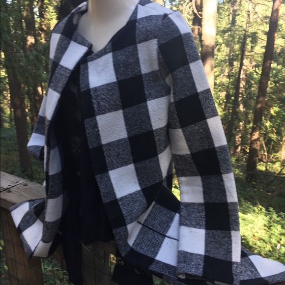 Vintage oversize black and cream wool blend blazerHP24 - Picture 5 of 6